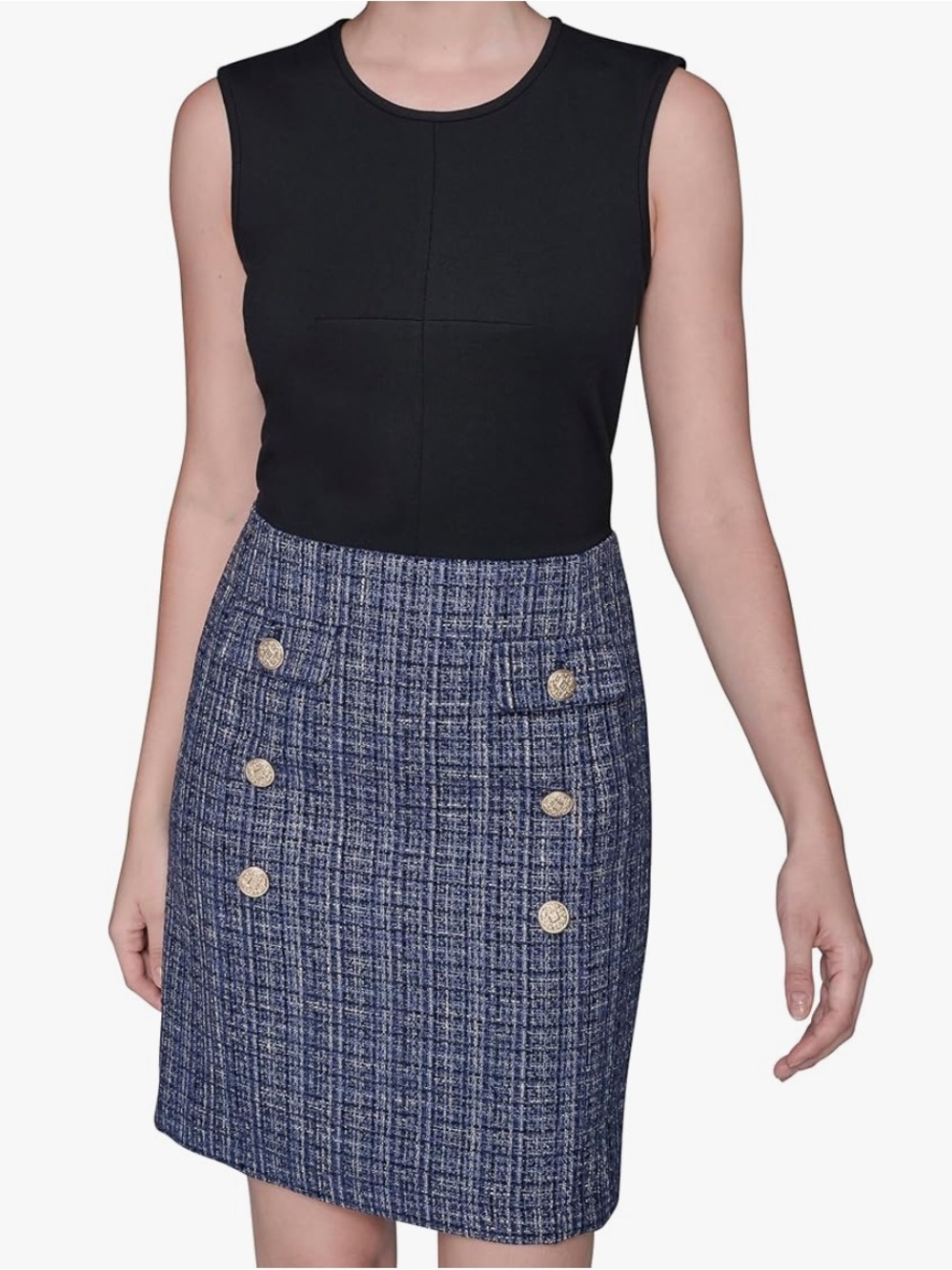 NWT Karl Lagerfeld Paris Multi Textured Tweed A-line Dress Size 10